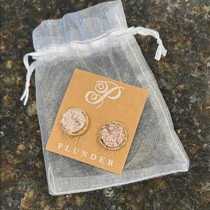 Plunder Elegant Pink & Gold Stud Earrings